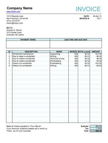 Free downloadable invoice template word free invoice template